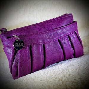 Elle Egg Plant Leather Wristlet Wallet